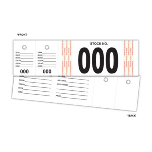 Vehicle Stock Number Tags